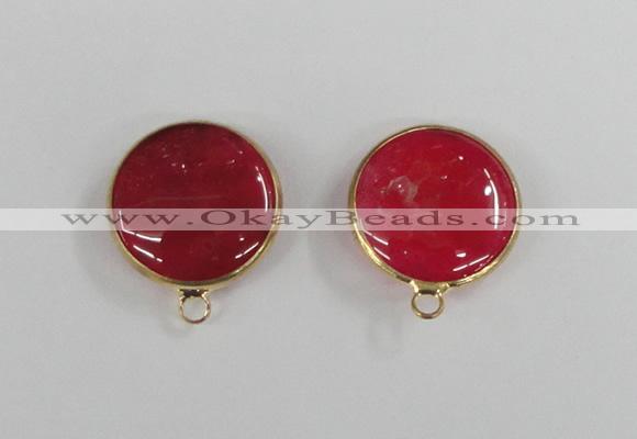 NGC392 18mm flat round agate gemstone connectors wholesale