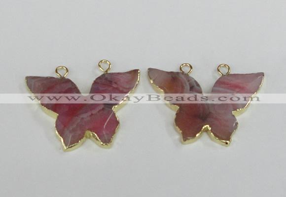 NGC408 30*40mm butterfly agate gemstone connectors wholesale