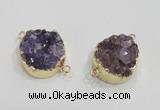 NGC419 20mm coin druzy amethyst gemstone connectors wholesale