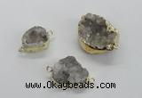 NGC463 15*20mm - 20*25mm freeform druzy agate gemstone connectors