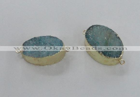 NGC474 20*30mm oval druzy agate gemstone connectors wholesale