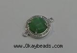 NGC5020 20mm flat round green aventurine with rhinestone connectors