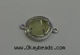 NGC5023 20mm flat round lemon quartz with rhinestone connectors