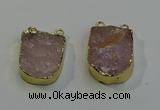 NGC5026 20*35mm - 25*40mm freeform rose quartz connectors