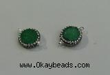 NGC5045 12mm - 14mm flat round druzy quartz with rhinestone connectors