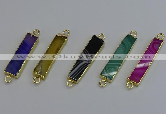 NGC5073 8*35mm - 10*40mm rectangle agate gemstone connectors