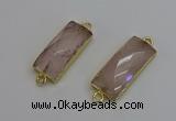 NGC5077 12*30mm - 15*35mm faceted rectangle rose quartz connectors