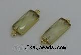 NGC5078 12*30mm - 15*35mm faceted rectangle lemon quartz connectors