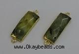 NGC5080 12*30mm - 15*35mm rectangle green rutilated quartz connectors