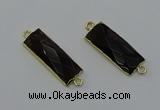 NGC5081 12*30mm - 15*30mm faceted rectangle smoky quartz connectors