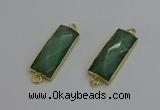 NGC5084 12*30mm - 15*35mm faceted rectangle green aventurine connectors