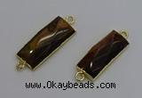 NGC5086 12*30mm - 15*35mm faceted rectangle yellow tiger eye connectors