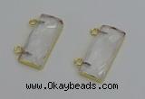 NGC5095 12*30mm - 15*35mm faceted rectangle white crystal connectors