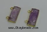 NGC5097 12*30mm - 15*35mm faceted rectangle light amethyst connectors