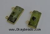 NGC5100 12*30mm - 15*35mm rectangle green rutilated quartz connectors