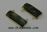 NGC5109 12*30mm - 15*30mm faceted rectangle labradorite connectors