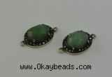 NGC5132 16*20mm oval green aventurine gemstone connectors wholesale