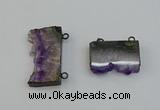 NGC5182 20*35mm - 22*40mm freeform druzy amethyst connectors