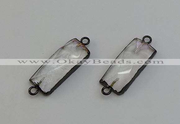 NGC5188 12*30mm - 15*30mm faceted rectangle white crystal connectors