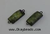 NGC5192 12*30mm - 15*30mm rectangle green rutilated quartz connectors