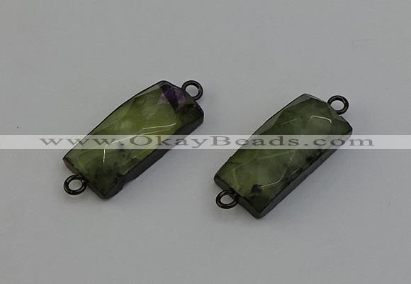 NGC5192 12*30mm - 15*30mm rectangle green rutilated quartz connectors