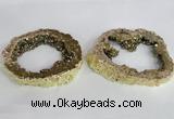 NGC521 45*50mm - 55*65mm freeform plated druzy agate connectors