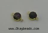 NGC5219 15mm - 16mm coin druzy amethyst gemstone connectors