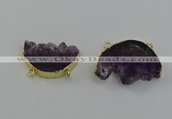 NGC5264 25*35mm - 30*40mm freeform druzy amethyst connectors