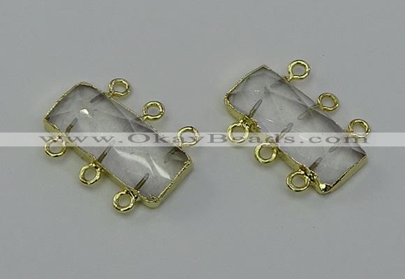 NGC5350 12*30mm - 15*30mm faceted rectangle white crystal connectors