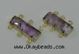 NGC5352 12*30mm - 15*30mm faceted rectangle light amethyst connectors