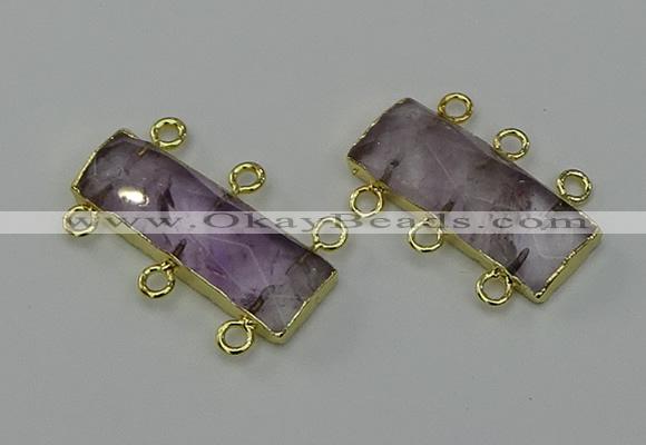 NGC5352 12*30mm - 15*30mm faceted rectangle light amethyst connectors