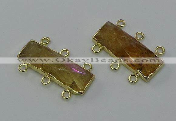 NGC5354 12*30mm - 15*30mm faceted rectangle citrine connectors