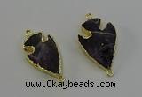 NGC5384 20*35mm - 25*40mm arrowhead amethyst gemstone connectors