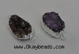 NGC5455 20*25mm - 20*30mm freeform druzy amethyst connectors