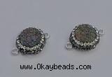 NGC5463 14mm - 15mm flower plated druzy agate connectors wholesale