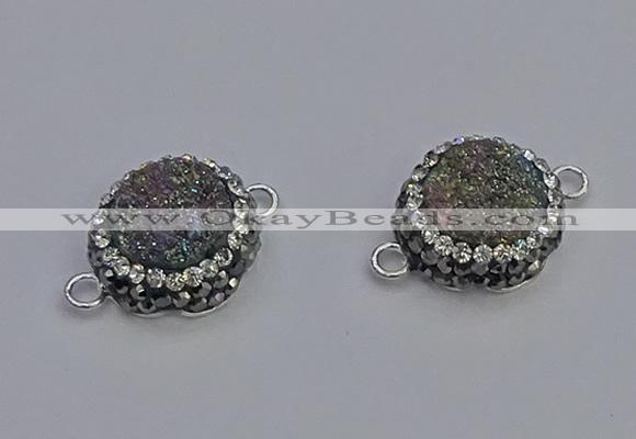 NGC5463 14mm - 15mm flower plated druzy agate connectors wholesale