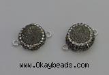 NGC5464 14mm - 15mm flower plated druzy agate connectors wholesale