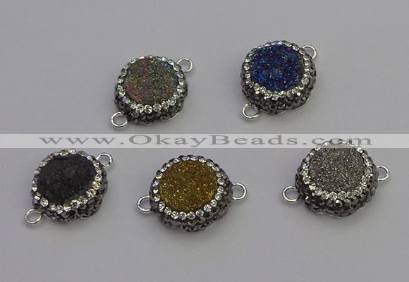 NGC5468 14mm - 15mm flower plated druzy agate connectors wholesale