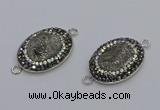 NGC5470 18*25mm oval plated druzy agate gemstone connectors