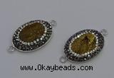 NGC5475 18*25mm oval plated druzy agate gemstone connectors