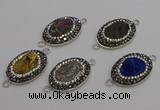 NGC5478 18*25mm oval plated druzy agate gemstone connectors