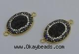 NGC5481 18*25mm oval plated druzy agate gemstone connectors