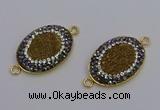 NGC5486 18*25mm oval plated druzy agate gemstone connectors