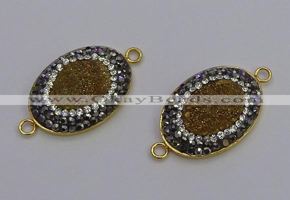 NGC5486 18*25mm oval plated druzy agate gemstone connectors