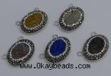 NGC5498 18*25mm oval plated druzy agate gemstone connectors