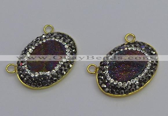 NGC5503 18*25mm oval plated druzy agate gemstone connectors