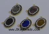 NGC5508 18*25mm oval plated druzy agate gemstone connectors