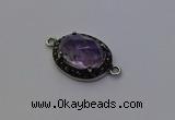 NGC5527 16*20mm oval light amethyst connectors wholesale