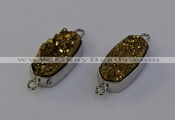 NGC5550 10*22mm - 12*25mm freeform plated druzy quartz connectors