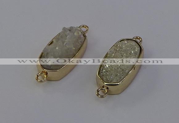 NGC5559 10*22mm - 12*25mm freeform plated druzy quartz connectors